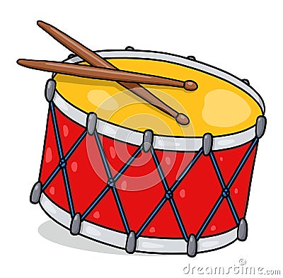 Snare drum with drumsticks illustration isolated on white background Cartoon Illustration