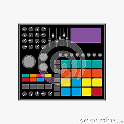 Drum machine. Vector illustration. Flat icon, logo. Vector Illustration