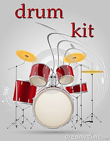 Drum set kit musical instruments stock vector illustration Vector Illustration