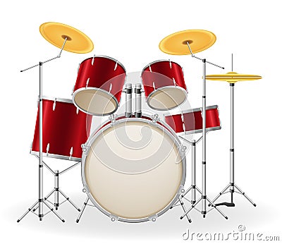 Drum set kit musical instruments stock vector illustration Vector Illustration