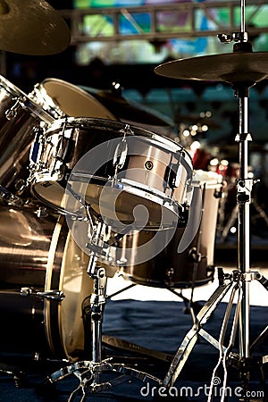 Drum set on stage Stock Photo