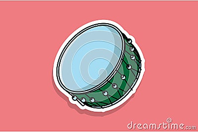 Drum Snare Sticker vector illustration. Music instrument object icon concept. Cartoon Illustration