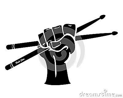 Drum Sticks In Hand Vector Vector Illustration