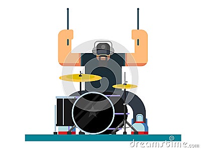 Drummer character flat illustration Vector Illustration