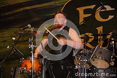 Drummer of the Hit Machines Drummers group Editorial Stock Photo