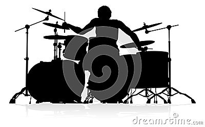 Musician Drummer Silhouette Vector Illustration