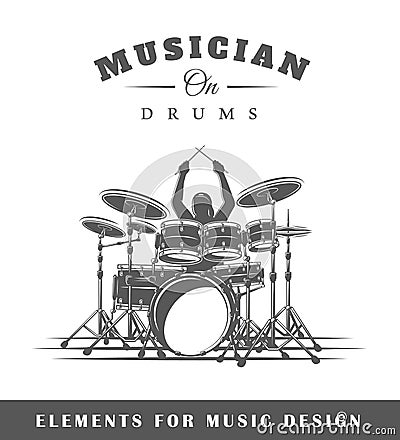 Drummer plays the drums Vector Illustration