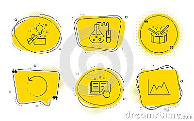 Drums, Chemistry lab and Creative idea icons set. Recovery data, Technical documentation and Diagram signs. Vector Vector Illustration