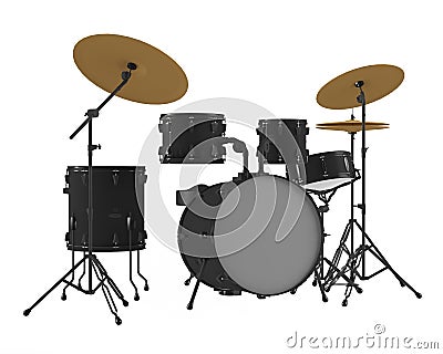 Drums isolated. Black drum kit. Stock Photo