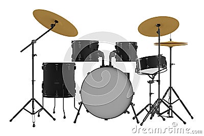 Drums isolated. Black drum kit. Stock Photo