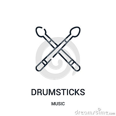 drumsticks icon vector from music collection. Thin line drumsticks outline icon vector illustration Vector Illustration