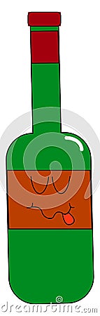 Drunk bottle of wine, illustration, vector Vector Illustration