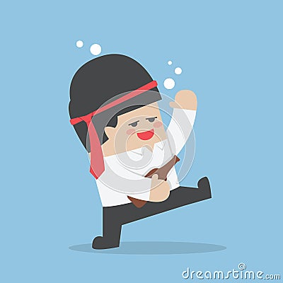 Drunk Businessman with alcohol bottle Vector Illustration