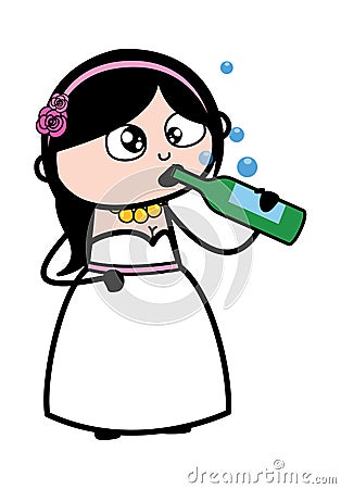 Drunk Cartoon Bride Stock Photo