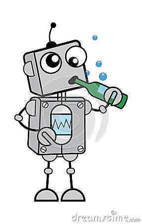 Drunk Cartoon Robot Stock Photo