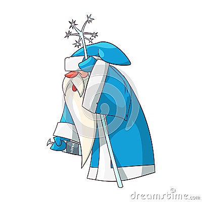Drunk Cartoon Russian Santa Vector Illustration