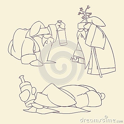 Drunk Cartoon Russian Santa Vector Illustration