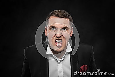 Drunk man on dark background. Stock Photo