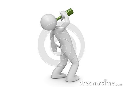 Drunk man with green bottle Stock Photo