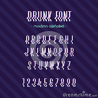 Drunk modern alphabet cool typography for promotion, t shirt, sale banner Vector Illustration