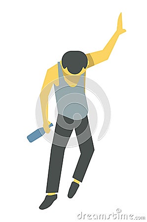 Drunk person vector illustration. Barely standing male cartoon character Vector Illustration