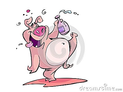 Drunk pig Stock Photo