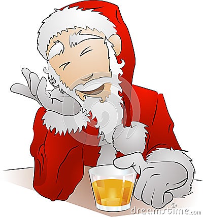 drunk Santa Claus Vector Illustration