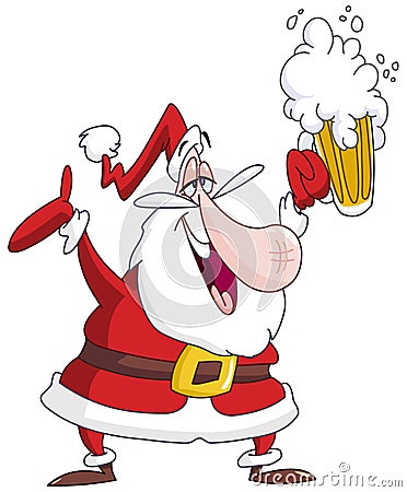 Drunk santa claus Vector Illustration