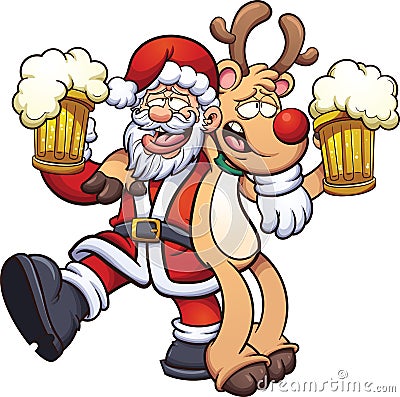 Drunk Santa Claus Vector Illustration