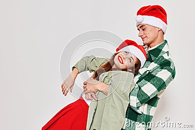 Drunk woman leaned on a man New year fun friendship with lifestyle Stock Photo
