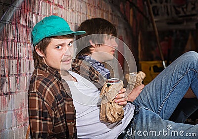 Drunk Young Men Stock Photo