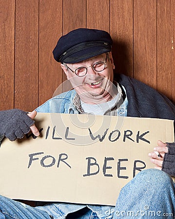 Drunken beggar Stock Photo