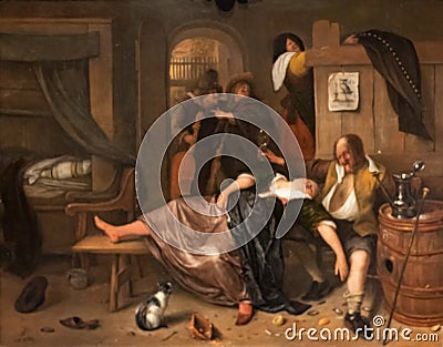 The drunken couple, a painting by Jan Steen Editorial Stock Photo