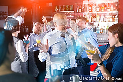 Drunken man having fun at party Stock Photo