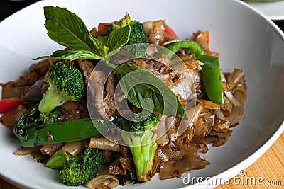 Drunken Noodle with Beef Stock Photo