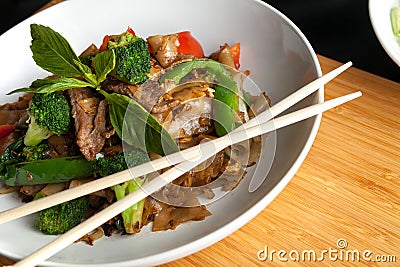 Drunken Noodle Thai Dish Stock Photo