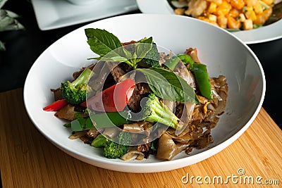 Drunken Noodle Thai Dish Stock Photo