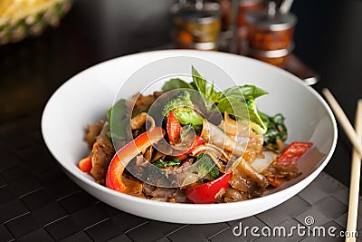 Drunken Noodle Thai Food Stock Photo