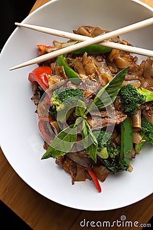 Drunken Noodle Thai Food Stock Photo