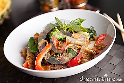 Drunken Noodle Thai Food Stock Photo