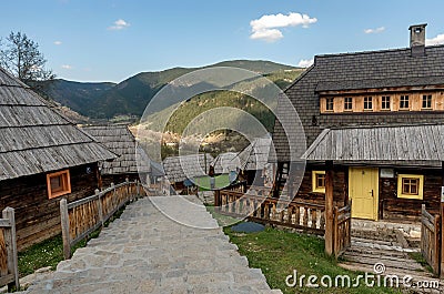 Drvengrad Mecavnik/Kustendorf Eco village built by Emir Kusturica in Mokra Gora ,Serbia Editorial Stock Photo