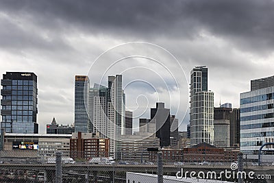 Driving the Freeway through Boston Massachusetts, USA Editorial Stock Photo