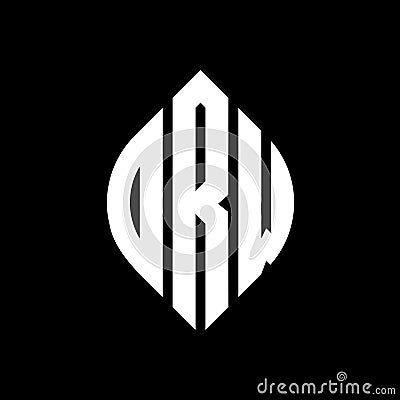 DRW circle letter logo design with circle and ellipse shape. DRW ellipse letters with typographic style. The three initials form a Vector Illustration