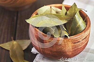 Dry bay leaves Stock Photo