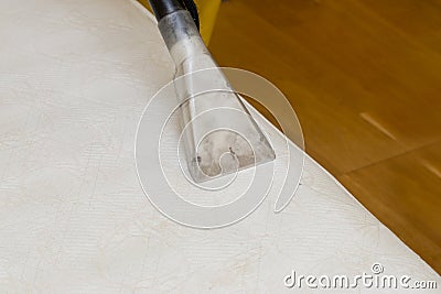 Dry cleaning of a mattress Stock Photo