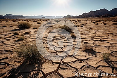 Dry, Cracked Desert Landscape. Generative AI Stock Photo