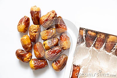 Dry date on a white background Egyptian close up Stock Photo
