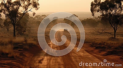 Dry and Dusty Australian Road under the Sun Stock Photo