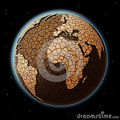 Dry Earth in space Stock Photo