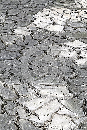 Dry Ground Cracking Because of a Hot and Dry Weather Stock Photo